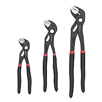 Amazon Basics 3-Piece Quick Release Groove Joint Pliers Set, Drop Forged Chrome Vanadium Steel, Includes 7-inch,10-inch, and 12-inch, Black