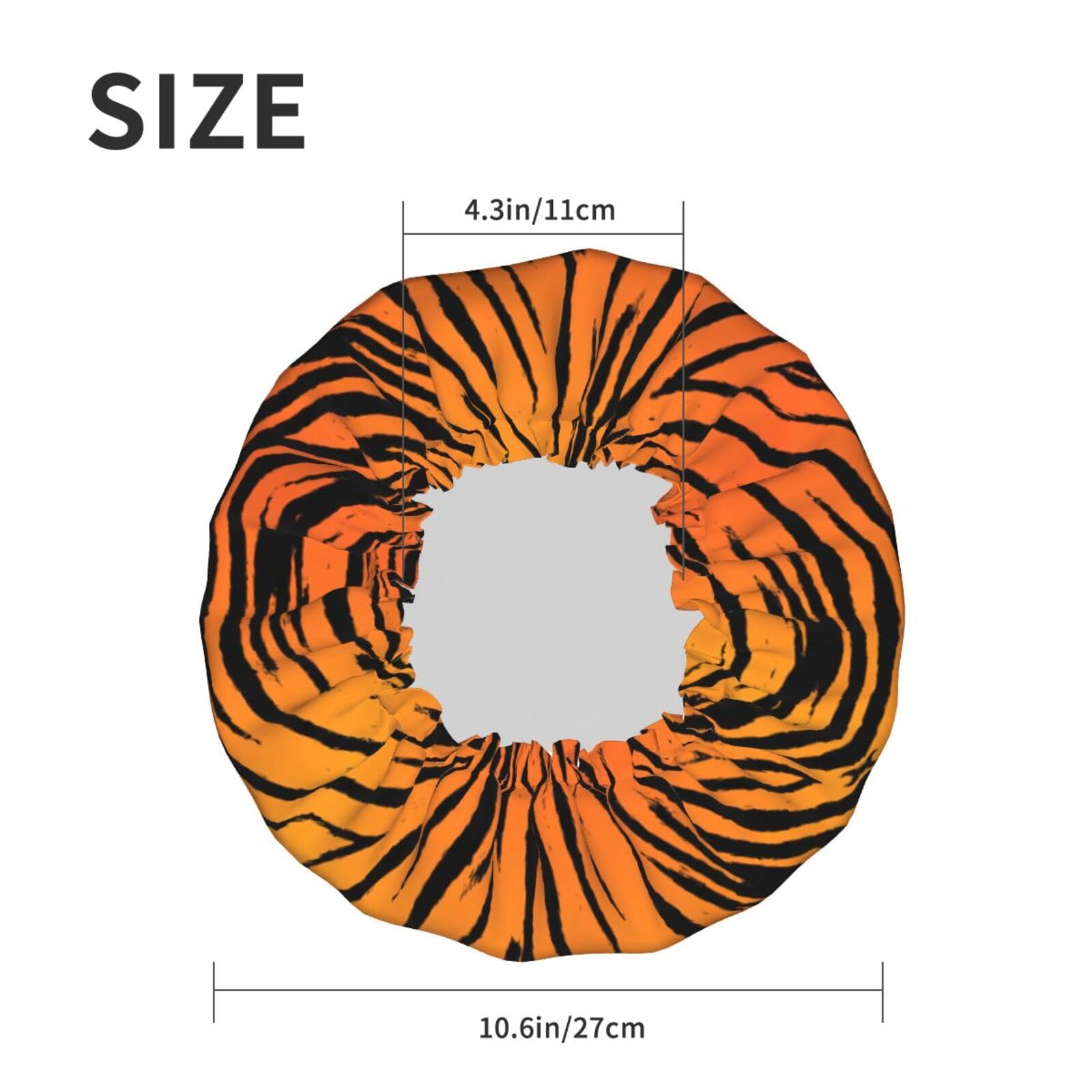 Double Layer Waterproof Shower Cap for Women,Portable Hair Protection for Long Hair,Versatile Bath Accessory Tiger Stripe