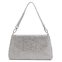 Frosted Stripe Shining Crystals Evening Handbags for Women Rhinestones Clutch Purses for Women Party Wedding Daily Silver