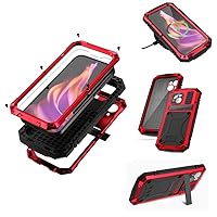 for iPhone 15 Case 6.1inch 360 Full Protection Heavy Duty Rugged [Aluminium Stan] Military Grade Metal Rubber [Built in Screen Protector Camera Lens ] Phone Cover Armor 2023 (Red)