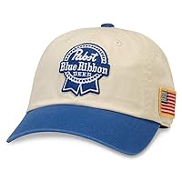 AMERICAN NEEDLE United Slouch Pabst Blue Ribbon Beer Baseball Dad Hat (PBC-1909A-IROY)