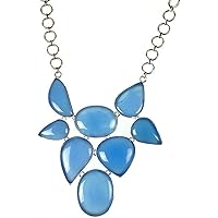 Blue Chalcedony Necklace - Sterling Silver