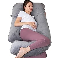 Pregnancy Pillow, U Shaped Full Body Pillow for Maternity Support, Sleeping Pillow with Cover for Pregnant Women (Dark Grey)