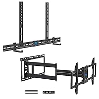 Mounting Dream Long Arm TV Wall Mount and Soundbar Bracket Bundle, TV Bracket for 42-90 Inch TVs, Max VESA 800x400mm and 150 LBS, Sound Bar Bracket for Soundbar with Holes/Without Holes Up to 20lbs
