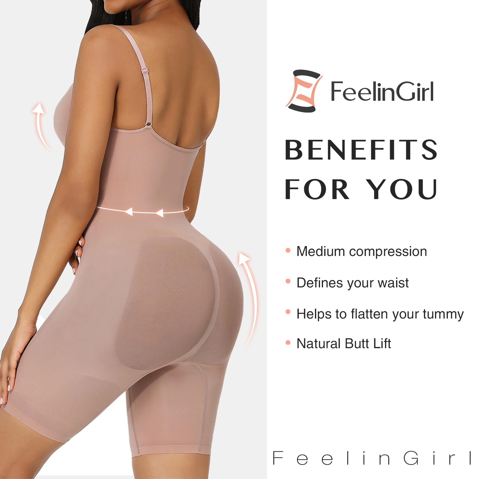 FeelinGirl Shapewear for Women Tummy Control Full Bust Body Shaper Bodysuit  Butt