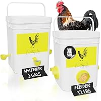 ExtraLarge Automatic Chicken Feeder and Waterer Set || 12 Pounds / 3 Gallon || Poultry Coop self Food and Water Dispenser no Waste | Duck feeders Waters Container Combo for Outside/Indoor