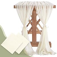 10Ft 2 Packs Ivory Chiffon Table Runner 27x120 Inches Rustic Wedding Bridal Shower Runner Sheer Boho Baby Shower Decorations