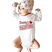 Newborn Girl Clothes Baby Valentine's Day Bodysuit Daddy's Valentine Letter Print Long Sleeves Romper Jumpsuit