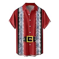 Men's Retro Button Down Bowling Shirts Halloween Christmas Costume for Men Unisex Novelty Xmas Gift Santa Button Down