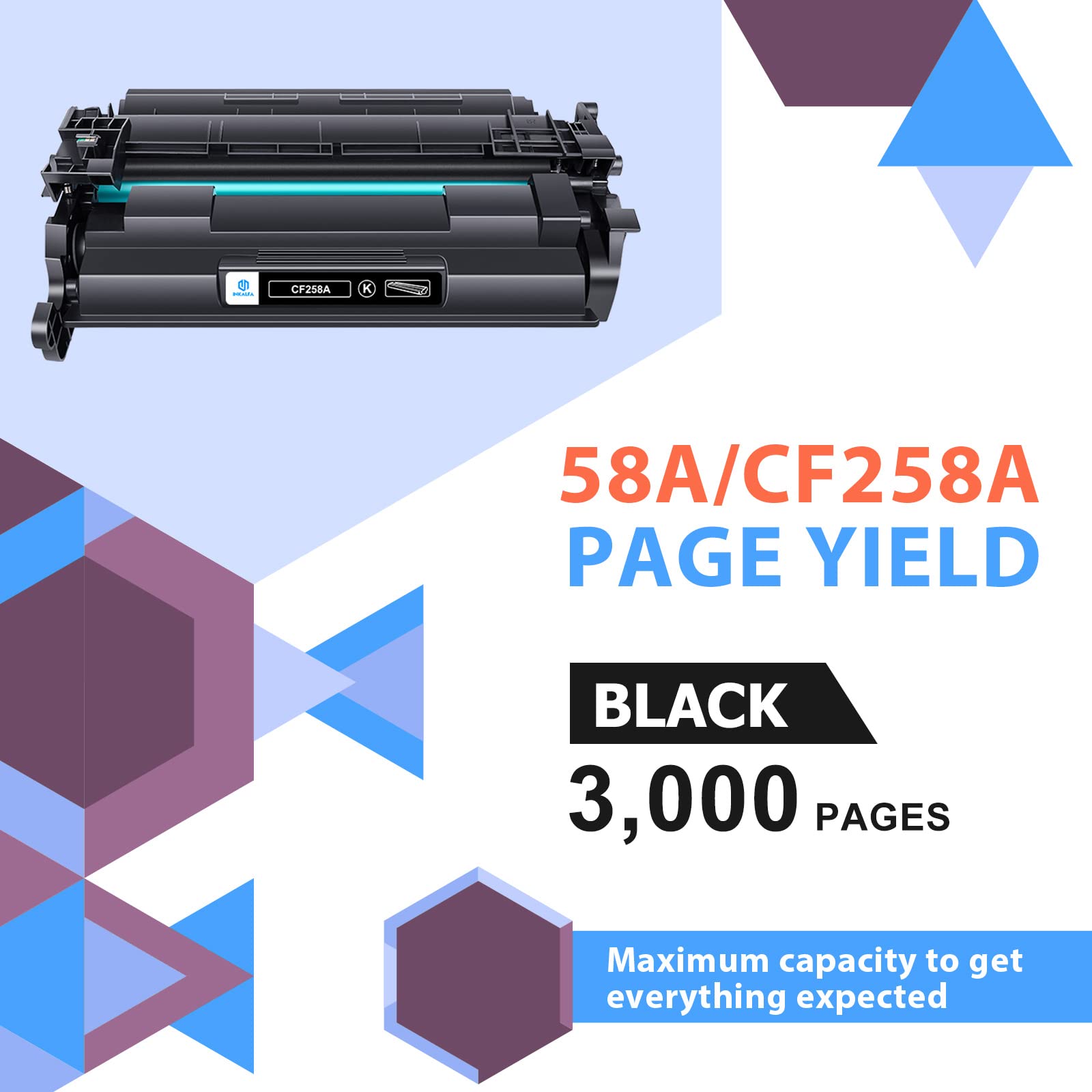 58A CF258A 58X Toner Cartridge Black 2 Pack (with Chip, High Yield) Replacement for HP CF258A 58A 58X CF258X MFP M428fdw M428fdn M428dw M404 M428 Pro M404n M404dn M404dw Printer