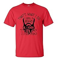 Men's Father's Day I Grow A Beard and Know Things Funny Short Sleeve Graphic T-Shirt