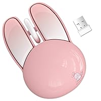 Bunny Wireless Mouse Pink, 2.4G Silent Rabbit Mice with USB Receiver - for Windows Laptop PC Mac Desktop Gaming