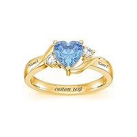 MRENITE 10K 14K 18K Gold Personalized Mothers Birthstone Ring Custom Engraved 1-5 Names Mothers Ring with 1-5 Birthstones Jewelry Gift for Women Wife