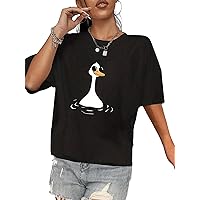SweatyRocks Women's Cartoon Printed Short Sleeve Tees Round Neck Drop Shoulder Loose T Shirt