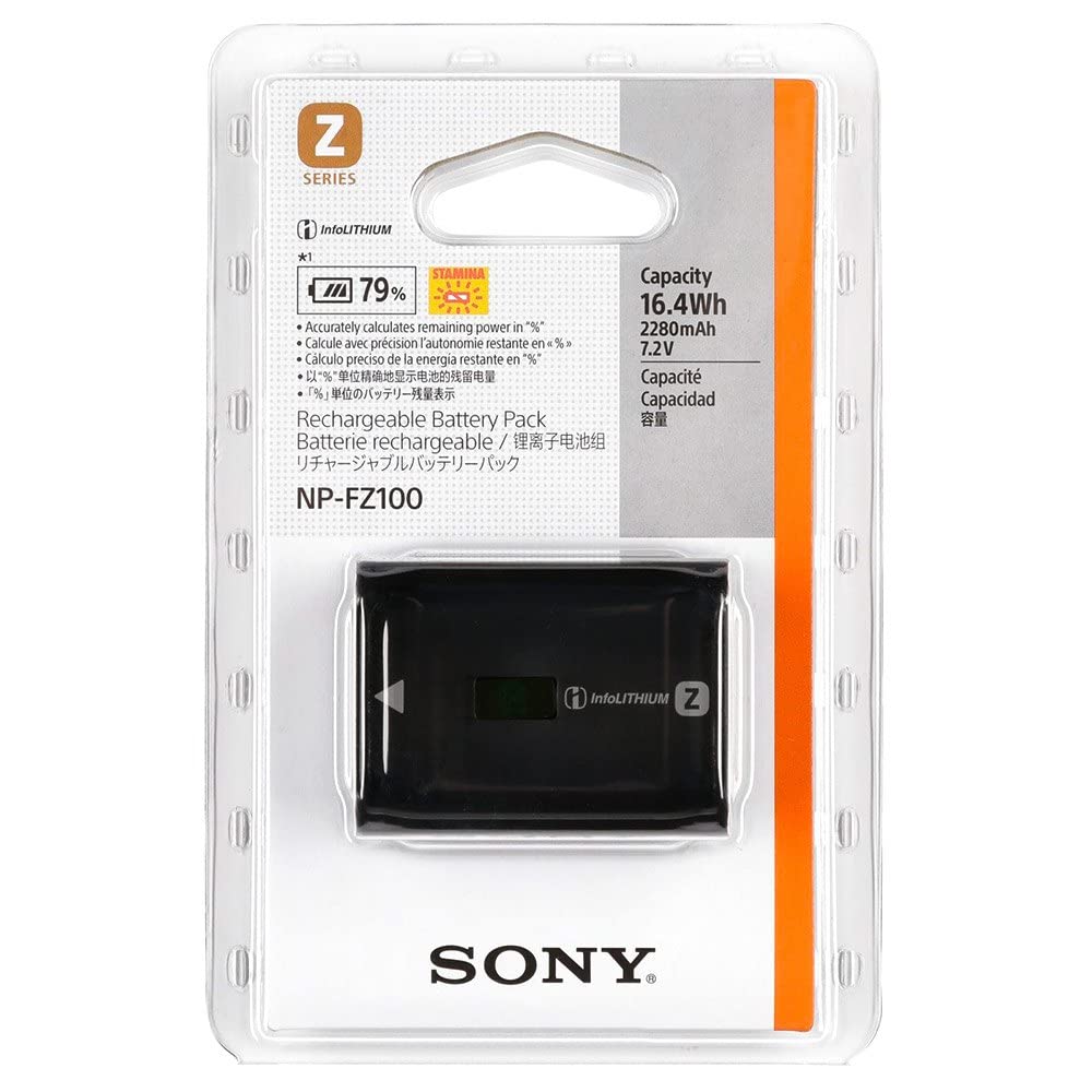 Sony NPFZ100 Z-series Rechargeable Battery Pack for Alpha A7 III, A7R III, A9 Digital Cameras black