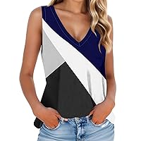 Plus Size Tank Tops for Women V Neck Sleeveless Solid Color Shirts Summer Loose Flowy Basic Tank Tops