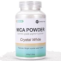 Mica Powder,200g/7.05oz Large Jar,Crystal White Mica Powder Pigment for Epoxy Resin，Lip Gloss，Paint，Dye，Soap Making，Nail Polish,Candle Making,Bath Bombs(Crystal White)