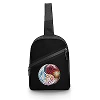 Yin Yang Sunflower Symbol Foldable Sling Backpack Travel Crossbody Shoulder Bags Hiking Chest Daypack