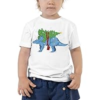 Kids Christmas Dino Triceratops Toddler Xmas Gift Tree Fun Funny Toddler 2T 3T 4T 5T