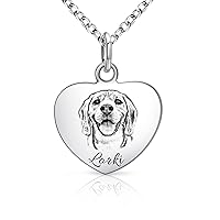 OXYEFEI Pet Portrait Necklace, Personalized Custom Photo Engraved, Heart Dog Necklace for Women, Pet Gifts for Animal Lover, Dog Mom