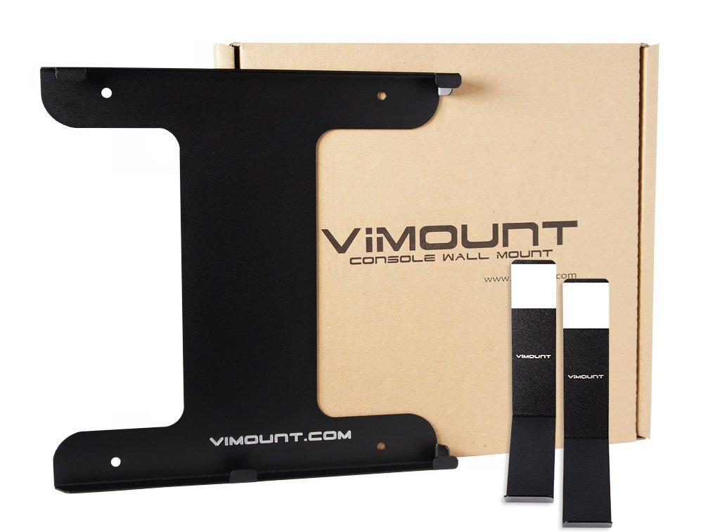 ViMount Wall Mount Metal Holder Compatible with Playstation 4 PS4 Pro Version with 2X Controllers Wall Mount in Black Color