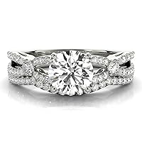 2.50 Ct Excellent Round Cut VVS1 Moissanite Bridal Set Engagement Ring Solid 14K White Gold/925 Sterling Silver