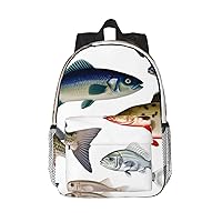 Different Fish Print Backpack for Women Men Lightweight Laptop Bag Casual Daypack Laptop Backpacks 15 Inch