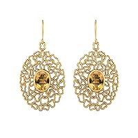 7X5MM Oval Shape 1.30ct Multi Gemstone 925 Sterling Silver Gold Vermeil Filigree Teardrop Women Earrings Jewelry