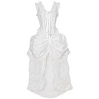 Womens Top Drawer Steel Boned White Lace Victorian Bustle Corset DressCorset Dress