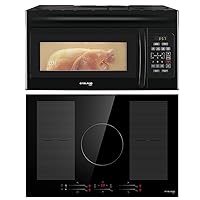 GASLAND Chef 30 Inch Over-the-Range Microwave Oven Black + Built-in Induction Cooktop with 5 Burners