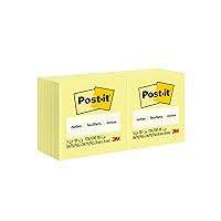 Post-it Notes, 3x3 in, 12 Pads, Canary Yellow, Clean Removal, Recyclable