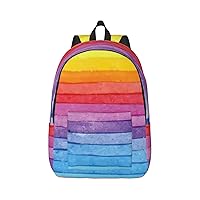 Colorful Rainbow Stripe Large Capacity Backpack, Men'S And Women'S Fashionable Travel Backpack, Leisure Work Bag,