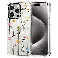 MOSNOVO Compatible with iPhone 15 Pro Case, [Buffertech 6.6 ft Drop Impact] [Anti Peel Off Tech] Clear TPU Bumper Phone Case Cover with Wild Flower Floral Designed for iPhone 15 Pro 6.1