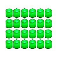 24 Pack Flameless Led Tea Lights Candles - Flickering Green Battery Operated Electronic Fake Candles – Decorations for Party, Christmas, Halloween and Festival Celebration (Green)
