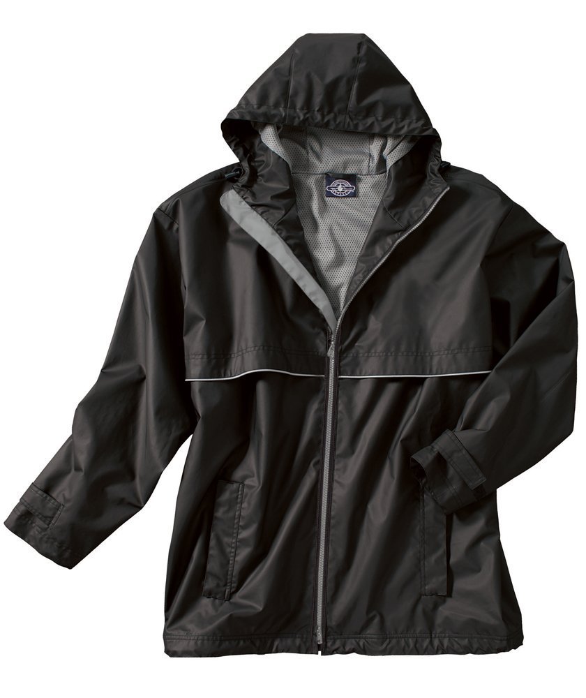 Charles River Apparel Men's New Englander Waterproof Rain Jacket (Reg & Ext Sizes), Black/Grey, 4XL