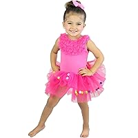 Hot Pink Ruffles Rainbow Ball Dot Ballet Leotard Dance Party Tutu Dress 2-4Year