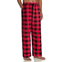 Mens Plaid Pajama Pants,Cotton Drawstring Elastic Waist Pj Pants Soft Loose Fit Lightweight Lounge Sleepwear