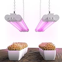 Sunco Lighting 2 Pack 2FT LED Grow Lights Full Spectrum for Indoor Plants, 20W Integrated Suspended Fixture, Plug in Linkable for Greenhouse, Year Round, Plant, Seedling, Grow Lamp, Super Bright