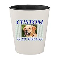 Custom Printed 1.5oz Ceramic White Outer & Black Inner Shot Glass CP06 - Add Your Image Photograph Text or Design - Graphic Mug