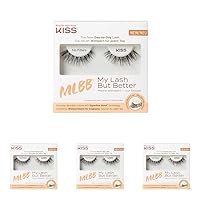 KISS My Lash But Better False Eyelashes, No Filters', 10 mm, Includes 1 Pair Of Lash, Contact Lens Friendly, Easy to Apply, Reusable Strip Lashes (Pack of 4)