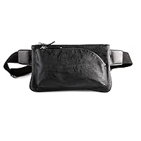 Ausion Leather Fanny Pack for Men and Women, Hip Bum Waist Bag for Hiking Running Travel, Multiple Pockets - Sturdy Zippers Waist Pack for Unisex (Upgrade Black)