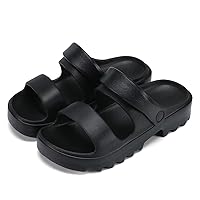 Woman's Comfort Slides with Adjustable Strap EVA Flat Sandals- Open Toe Slides Soft Thick Sole Non-Slip Indoor & Outdoor Summer Beach Sandals