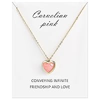 Pink Heart Necklaces for Women girls Adults Carnelian Necklace Gifts for Girls Daughter Granddaughter Nieces Gold Heart Necklaces for Women