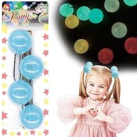 2 Pcs 42mm Large Ball Knockers Hair Ties Ponytail Holders Glow in the Dark Hair Accessories for Girls Kids Toddler (Blue)
