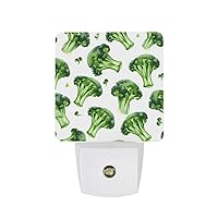 Vegetable Broccoli Pattern LED Night Lights Plug Into Wall with Auto Dusk to Dawn Sensor Small Nightlights for Hallway Bedroom