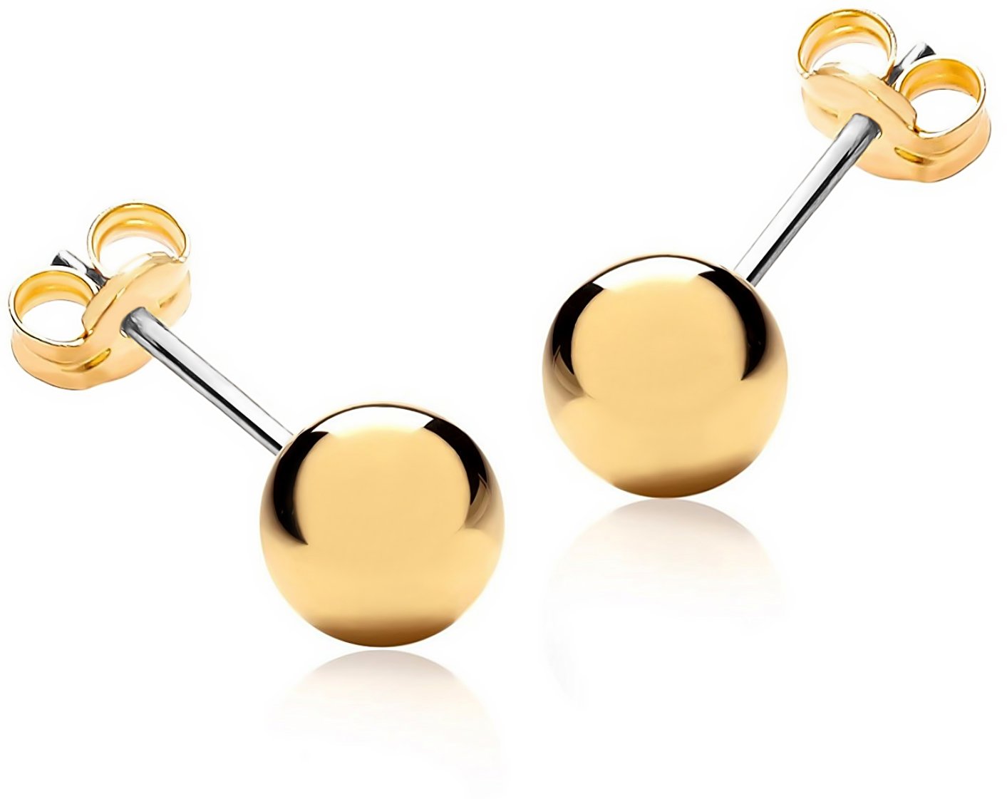 LIFETIME JEWELRY 6mm Ball Stud Earrings 24k Real Gold Plated for Women and Men