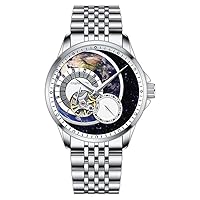 Skeleton Tourbillon Automatic Mechanical Men Wrist Watch Business Stainless Steel Sapphire Crystal Waterproof Self-Winding Clock Luminous Chronograph