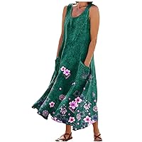 Floral Dress for Women Dress Spring Summer Boho Casual Fashion Sleeveless Dress for Holiday Large Size