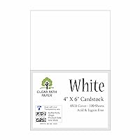 White Cardstock - 4 x 6 inch - 65Lb Cover - 100 Sheets - Clear Path Paper