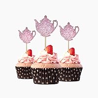 Tea pot Cupcake Topper 12 Pack Cupcake Topper Decoration Cake Color Large Pink